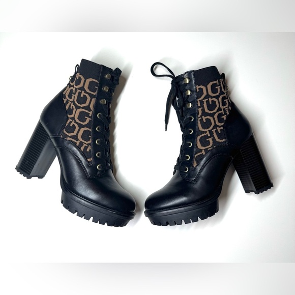 GUESS Women’s Grows-R Platform Chunky Black Ankle Boots Size- 8M - Picture 7 of 9